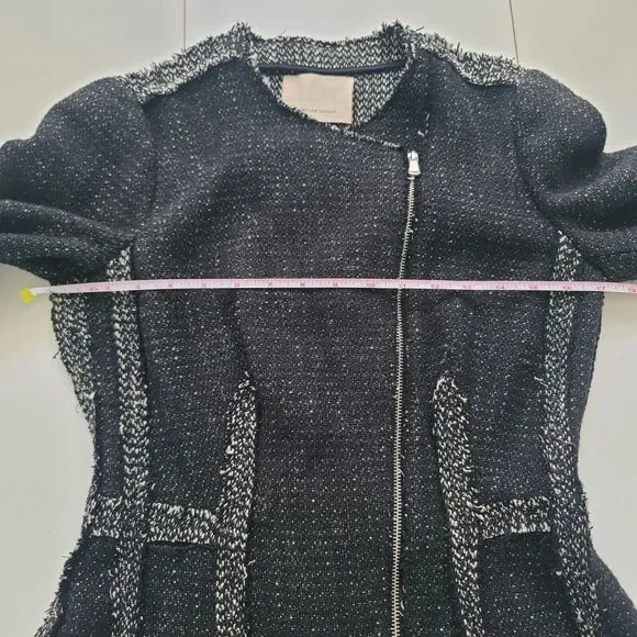 Rebecca Taylor Structured Tweed Blazer Black White Size 2 - Picture 5 of 8